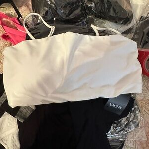 White Strapless Bandeau Top